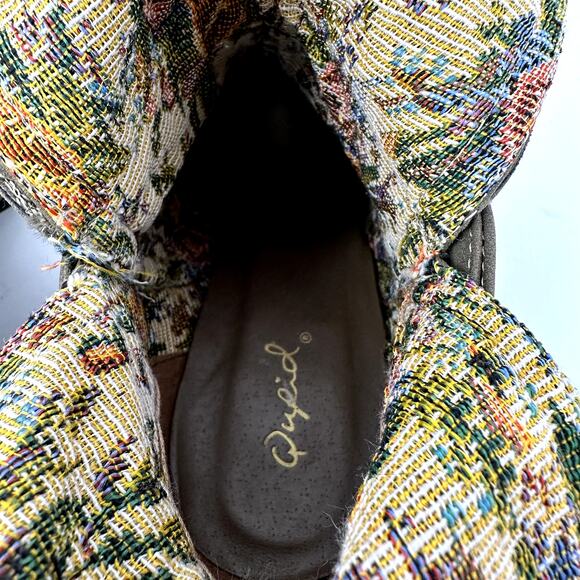 Qupid Convertible Tapestry Ankle Boots Women SZ 7 Block Heel Tapestry Boho Chic - Picture 12 of 13